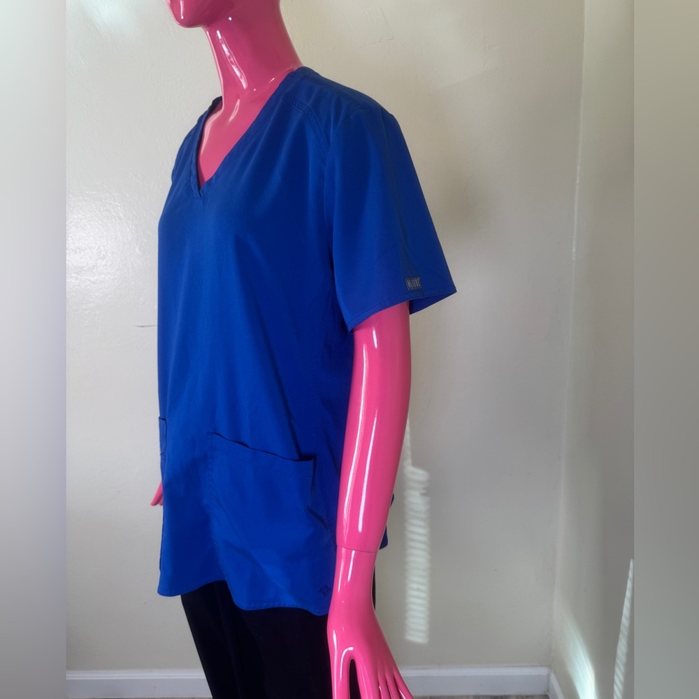 MedCouture Touch Royal Blue Scrub Top XL | V-Neck Medical Uniform - Picture 3 of 8